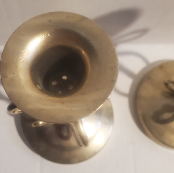 Decorative Candlestick Holder Pair Vtg Metal Material Poss Silverplate Or Brass - Picture 5 of 12